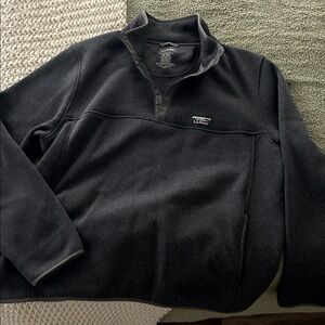 L.L. Bean Black Fleece Snap-Neck Pullover